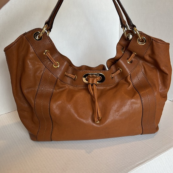 Michael Kors Large Brown Leather Shoulder Bag Gold Hardware - Picture 1 of 16